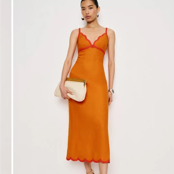 Reformation Dresses & Skirts - NWT REFORMATION Sara Linen Dress, Nectarine, 8P
